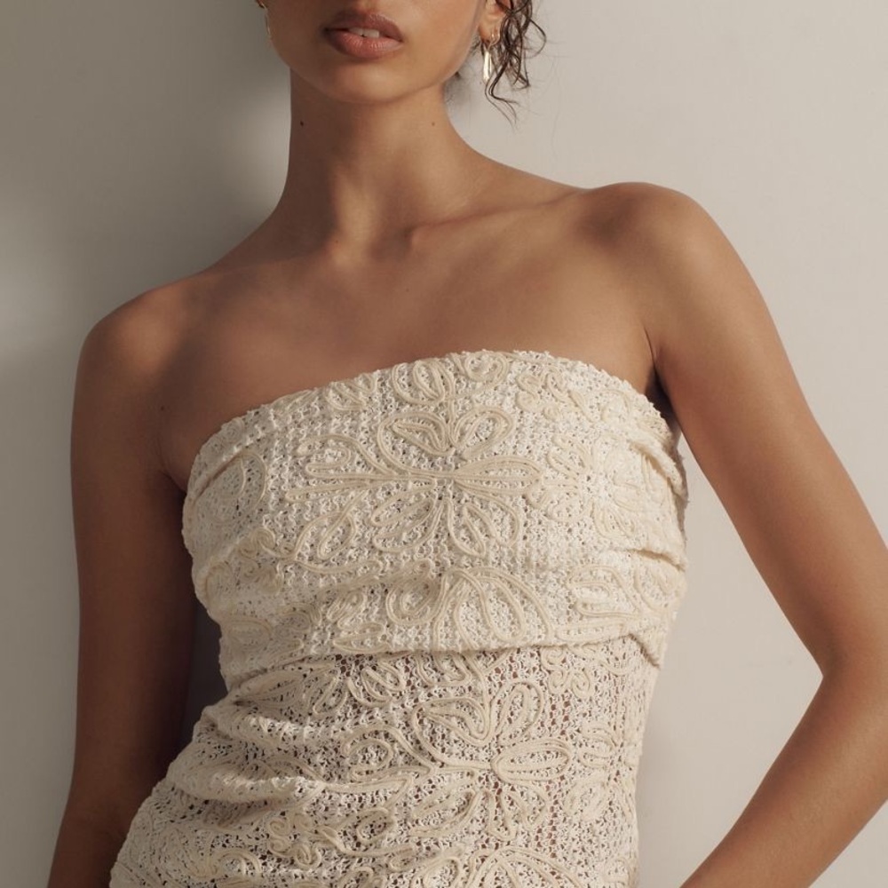 Anthropologie Cream Lace Strapless Top